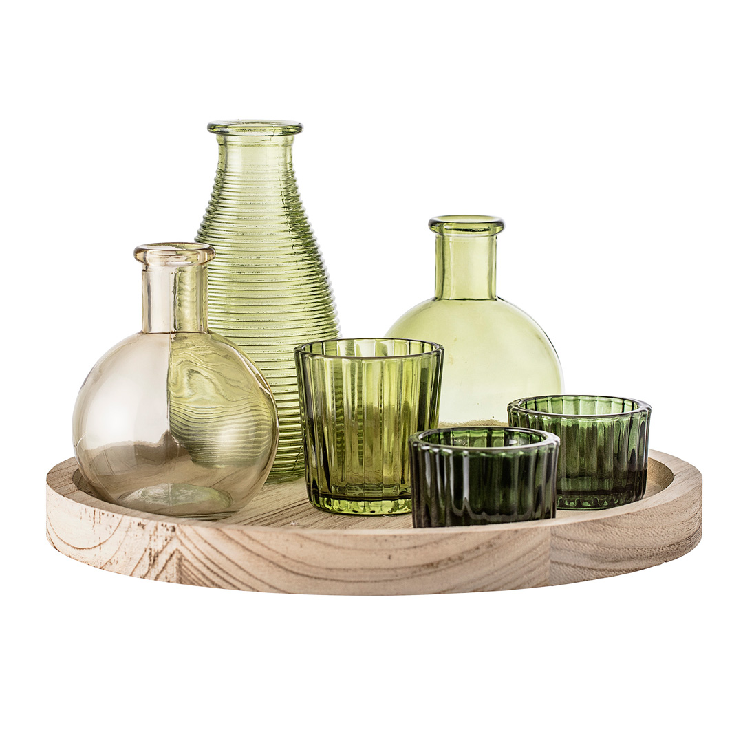 Bloomingville Round Green Glass Vases & Votive Set